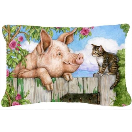 JENSENDISTRIBUTIONSERVICES Pig at the Gate with the Cat Fabric Decorative Pillow MI893029